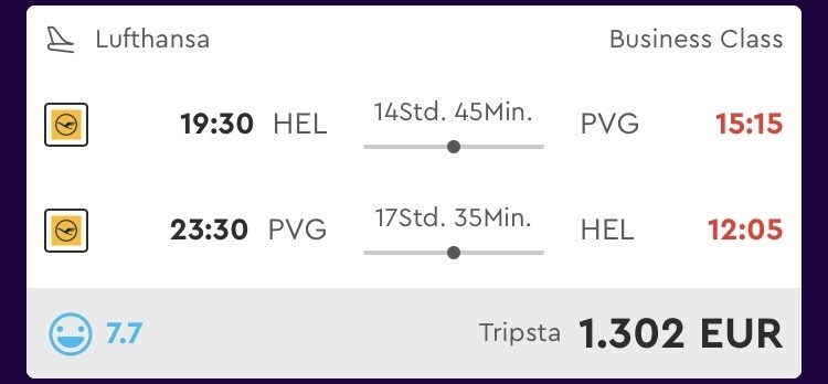 Lufthansa Business Class nach Shanghai nur 1.300 Euro