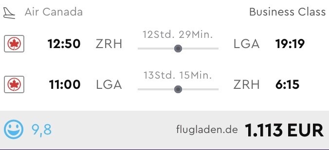 Business Class nach New York nur 1.113 Euro