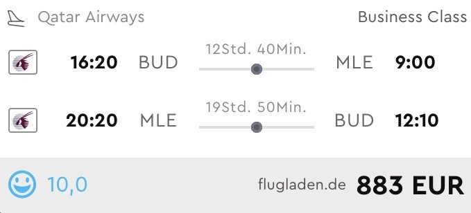 Business Class Malediven nur 883 Europäischen