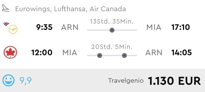 Business Class nach Florida für 1.130 Euro