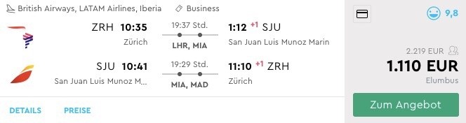 Business Class Partner Special nach San Juan nur 1.100 Euro