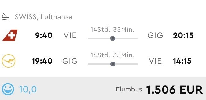 Rio de Janeiro in der Business Class für 1.506 Euro