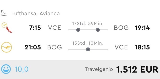 Business Class Bogota nur 766 Euro