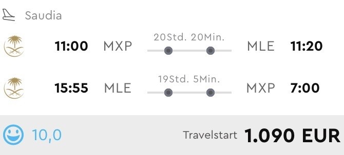 Malediven für nur 1.090 Euro in der Business Class