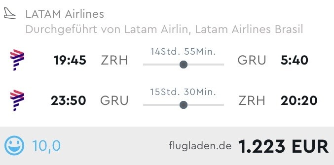 Business Class Brasilien nur 1.223 Euro