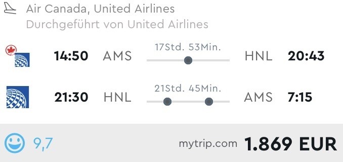 Günstig in der Business Class nach Hawaii für 1.869 Euro