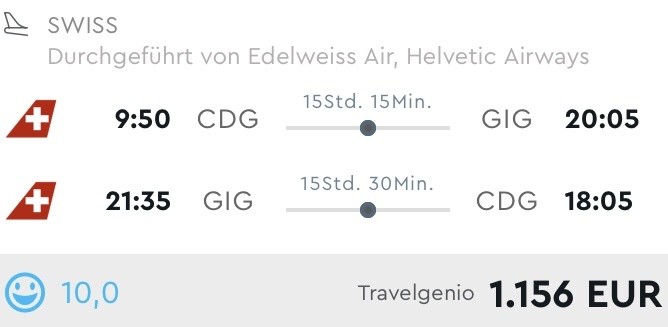 In der Business nach Rio für nur 1.156 Euro