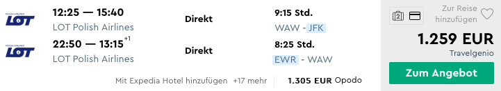 Auf nach New York in der Business Class für 1.259 Euro