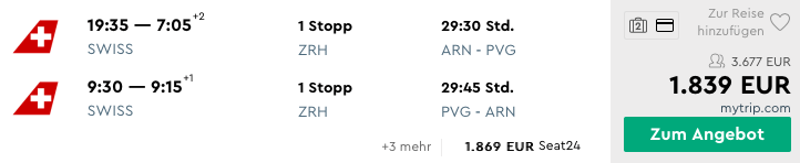 Lufthansa und SWISS First Class Sale ab 1.839 Euro