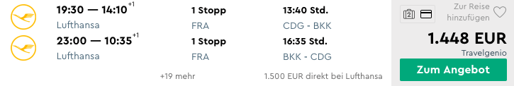 Bangkok in der Business Class für 1.448 Euro