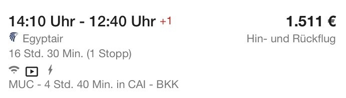 In der Business Class nach Bangkok für 1.511 Euro