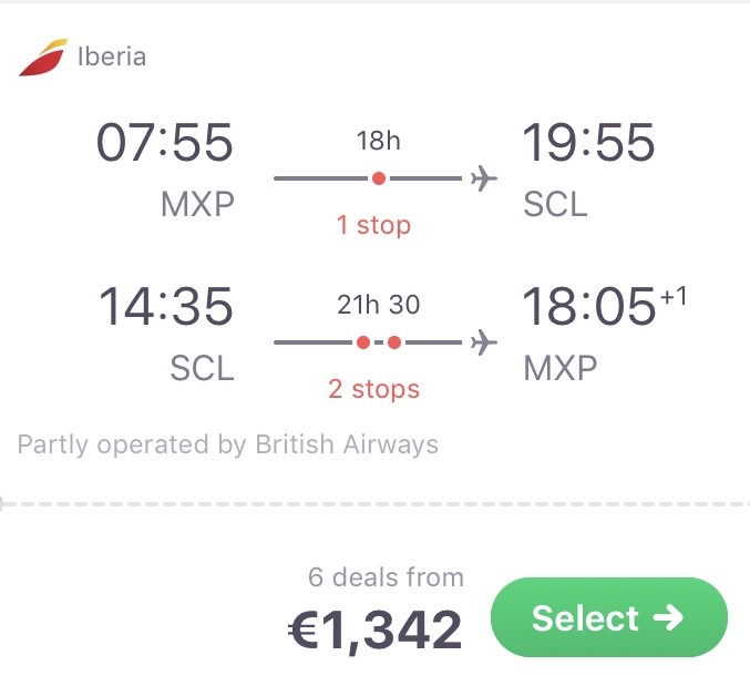 Nach Chile in der Business Class nur 1.342 Euro