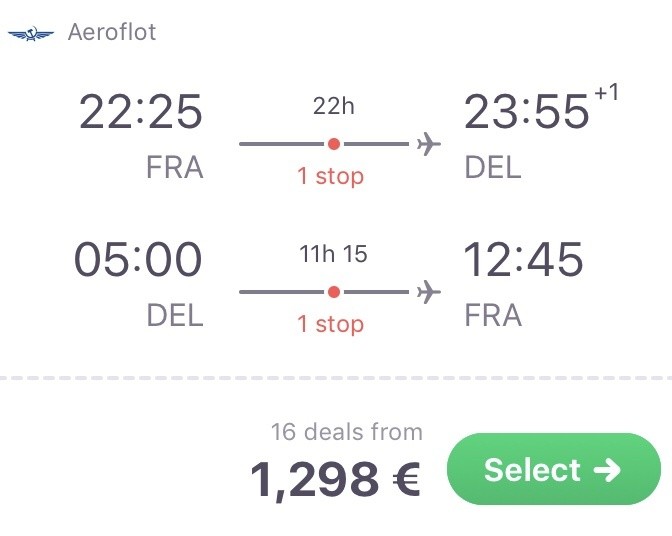 Nach Indien für 1.298 Euro in der Business Class