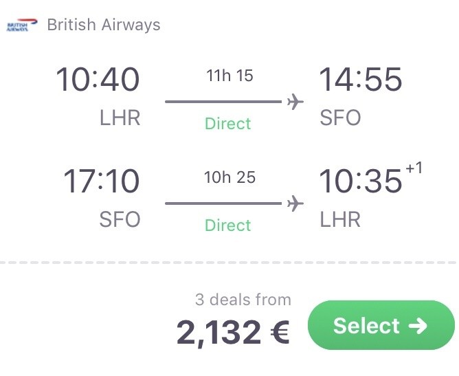 In der First Class nach San Francisco nur 2.132 Euro