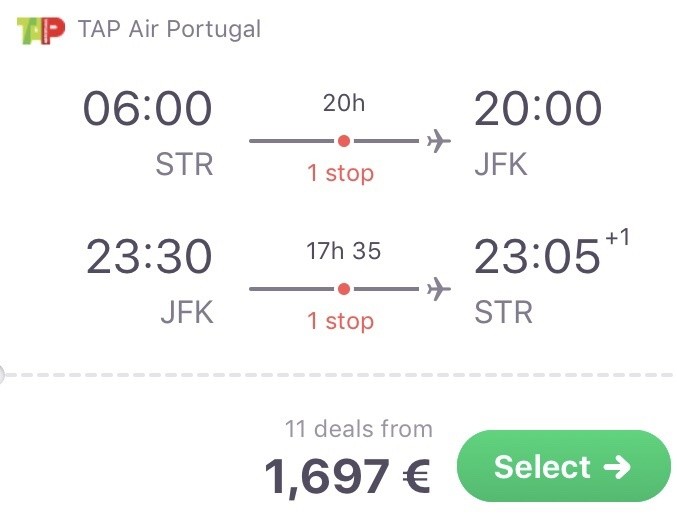 Ab Deutschland nach New York in der Business Class für 1.697 Euro