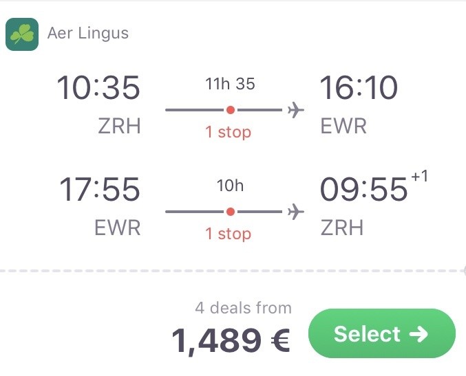 Ab Zürich in der Business Class für 1.489 Euro nach New York