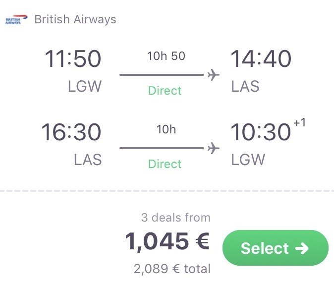 Business Class nach Las Vegas nur 1.045 Euro