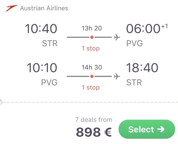 Nach Shanghai in Premium Economy für 898 Euro