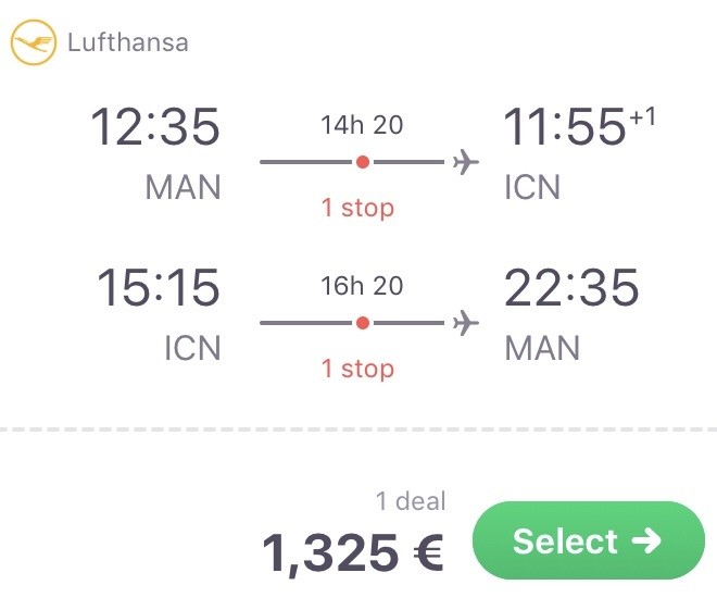 In der Business Class nach Seoul für 1.325 Euro