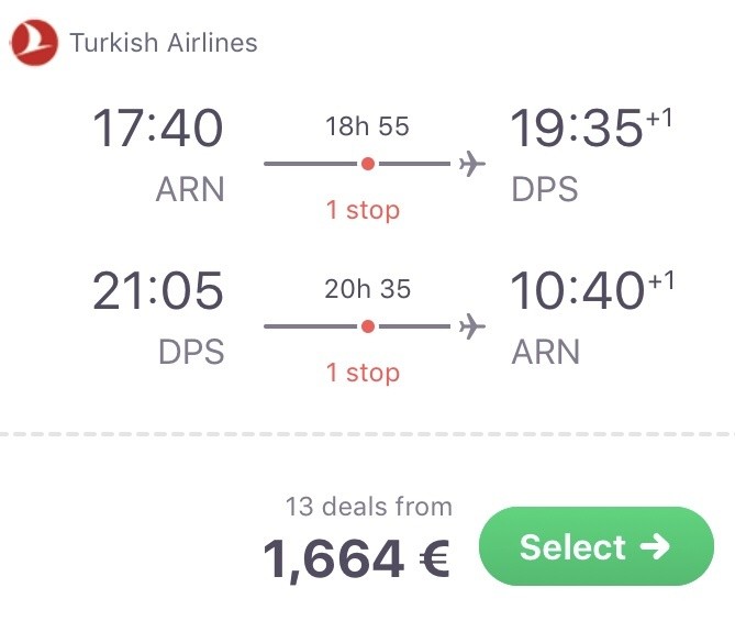 In der Business Class für 1.664 Euro nach Bali