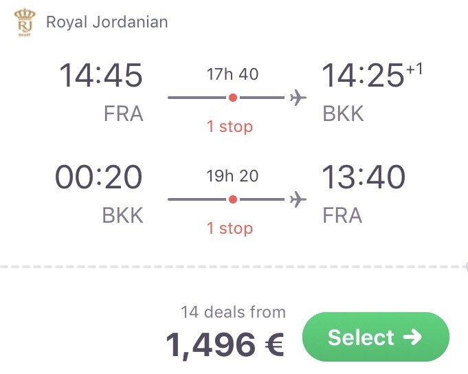 Bangkok in der Business Class für 1.496 Euro