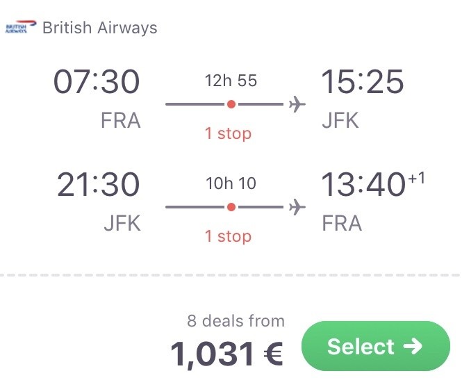 New York in der Business Class für nur 1.031 Euro