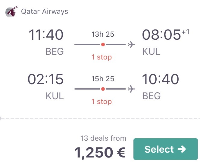 Nach Kuala Lumpur in der Business Class für nur 1.250 Euro