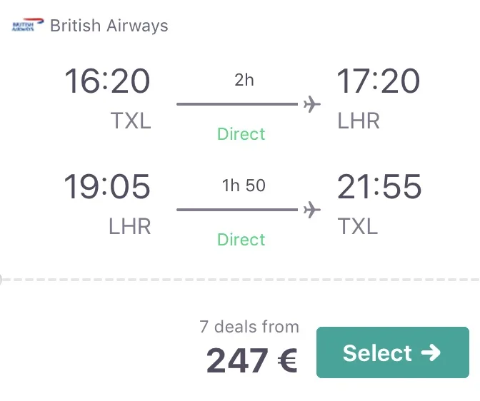 Business Class nach London nur 247 Euro