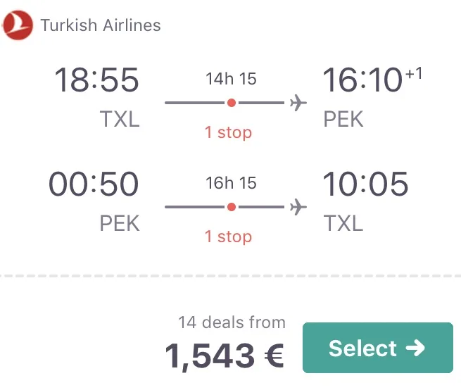 Nach Peking in der Business Class ab Deutschland für 1.543 Euro