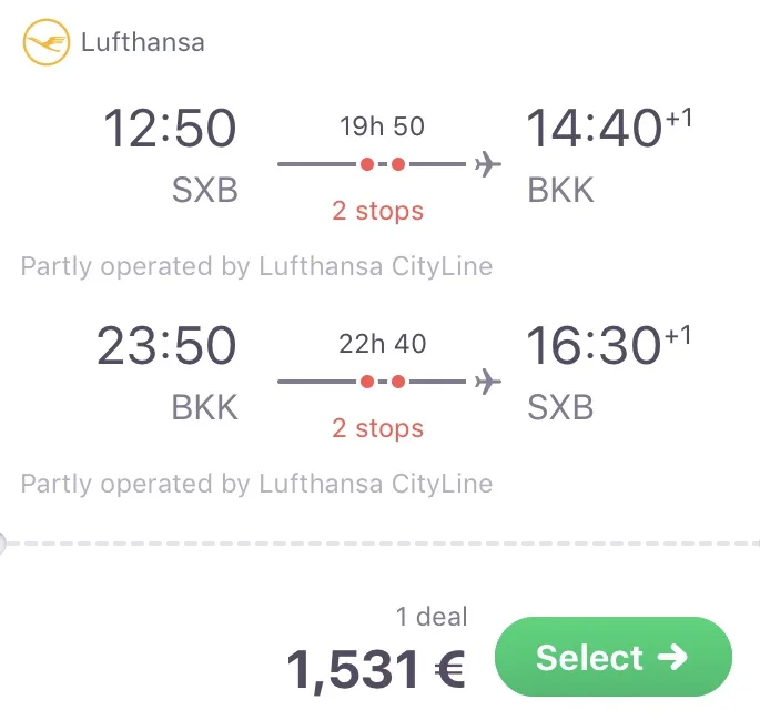 Business Class nach Bangkok für 1.531 Euro