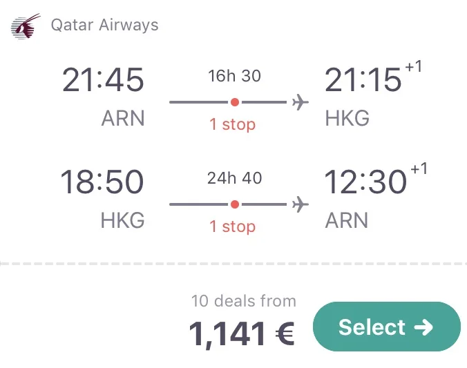 Business Class nach Hongkong nur 1.141 Euro