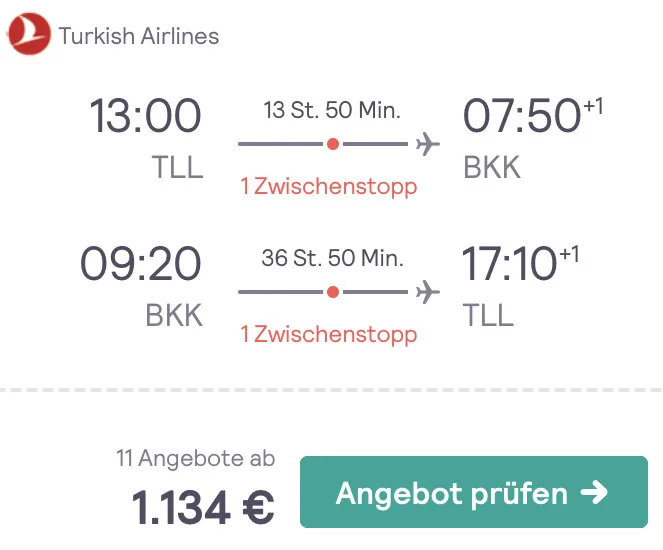 Nach Bangkok in der Business Class nur 1.134 Euro
