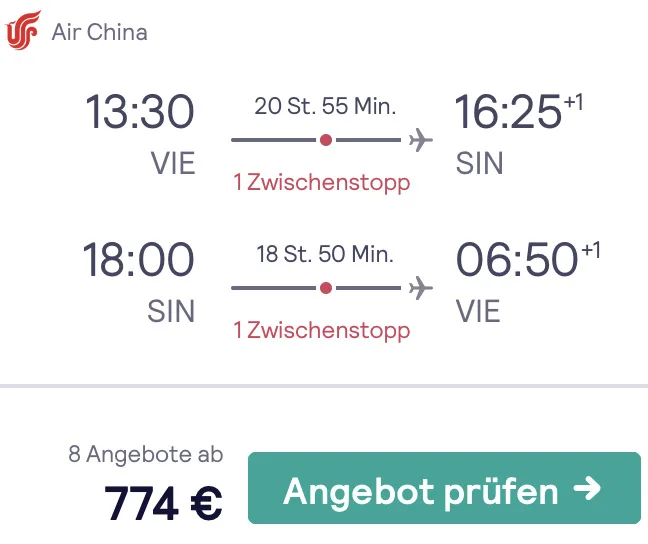 Nach Singapur in der Premium Economy für 774 Euro