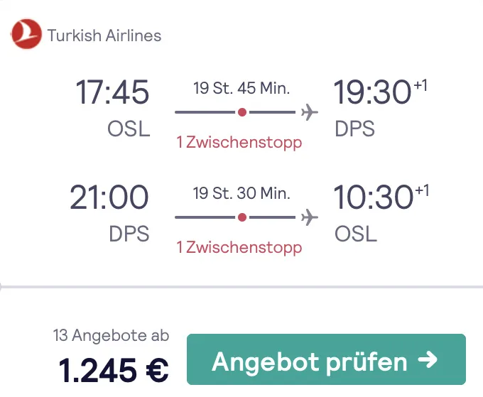 Business Class nach Bali nur 1.245 Euro