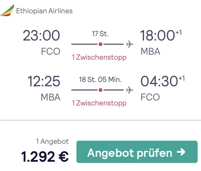 Kenia in der Business Class für 1.292 Euro