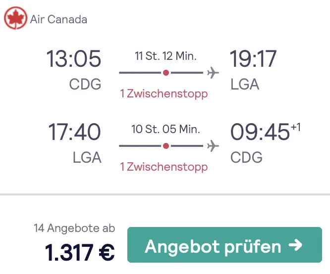 New York in der Business Class für 1.317 Euro