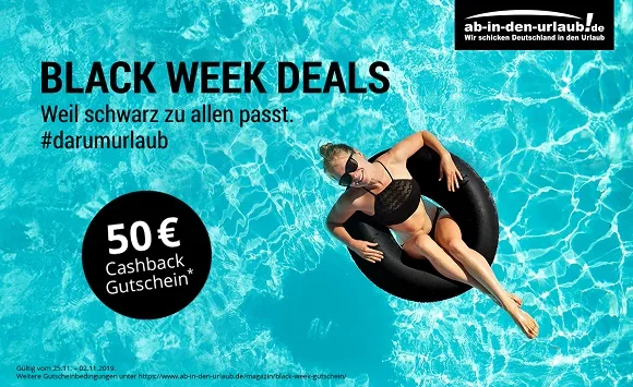 50€ Gutschein für Black Week Deals bei ab-in-den-Urlaub