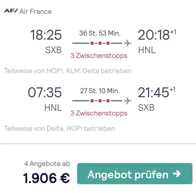 Hawaii in der Business Class für 1.906 Euro