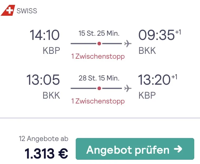 Nach Bangkok in der Business Class für 1.313 Euro
