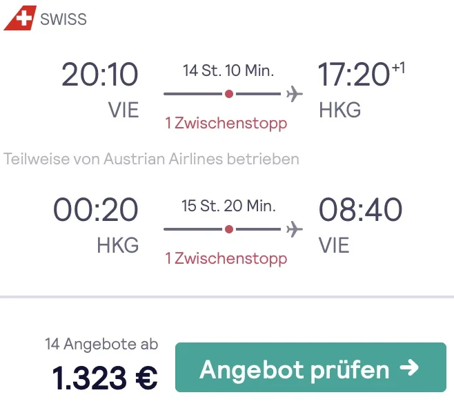 Hongkong in der Business Class für 1.323 Euro