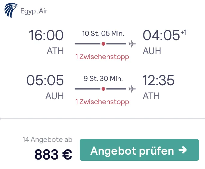 Nach Abu Dhabi in der Business Class nur 883 Euro