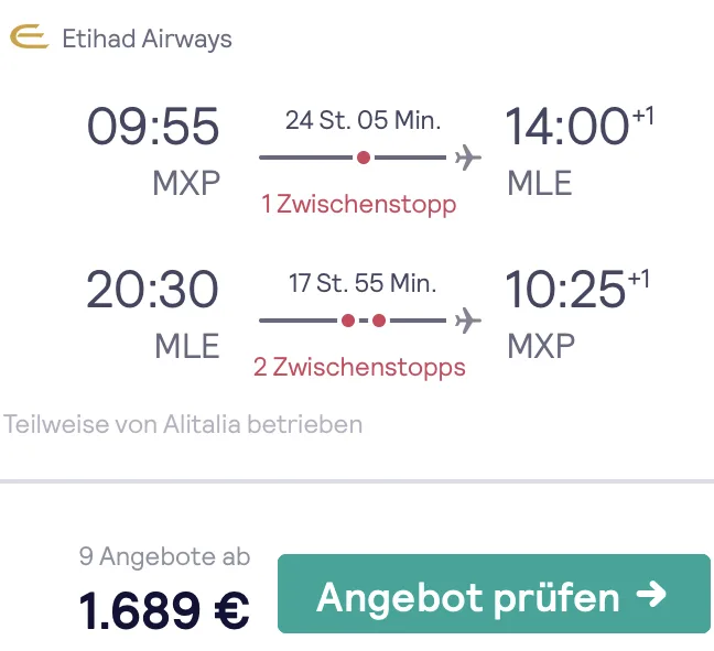 Auf die Malediven in der Business Class für 1.689 Euro