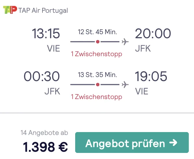 Nach New York in der Business Class nur 1.398 Euro