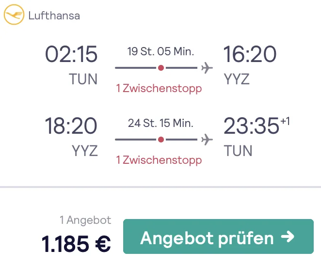 Mit der Lufthansa Business Class nach Kanada nur 1.185 Euro