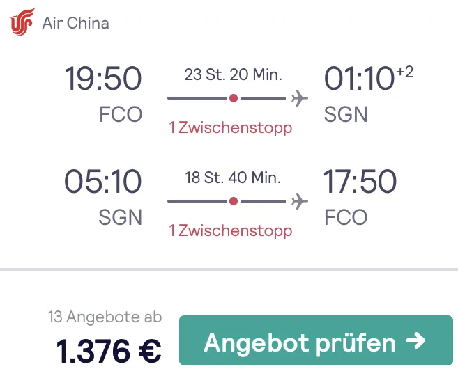 Nach Vietnam in der Business Class nur 1.376 Euro