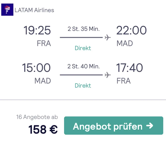 Nur 158 Euro für die Business Class nach Madrid