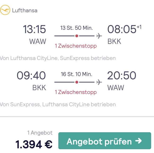 Bangkok in der Business Class für 1.394 Euro