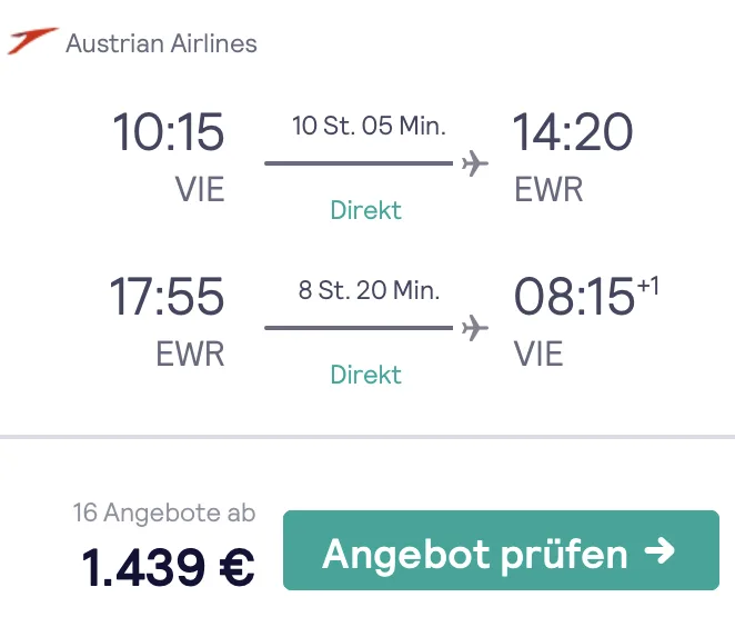 Business Class nach New York für 1.439 Euro
