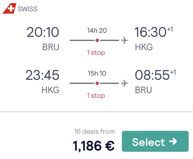 Für nur 1.186 Euro in der SWISS Business Class nach Hongkong