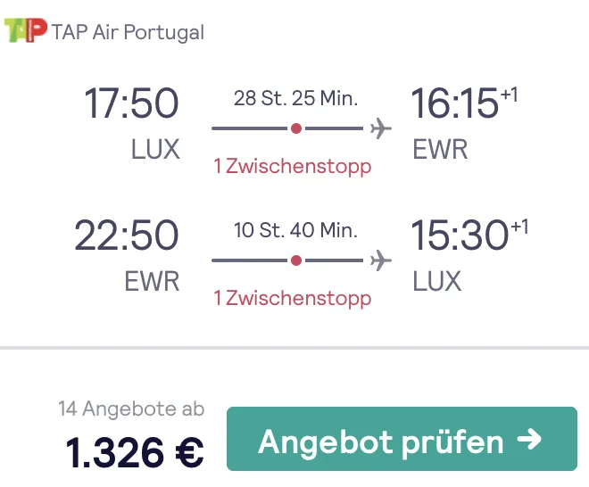 Günstig nach New York für 1.326 Euro